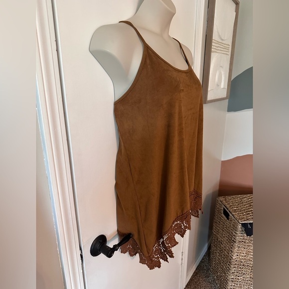 Western brown faux leather adjustable stylish tank top size 14 or 0X #1836 - Picture 3 of 8